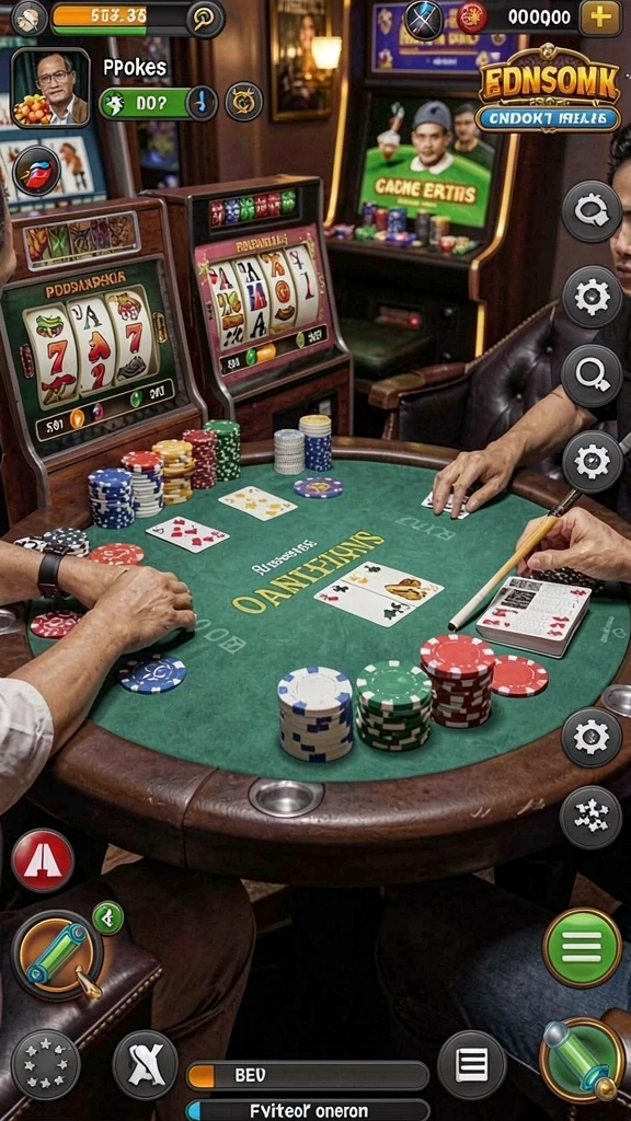 Lingkungan game yang penuh warna dan detail.