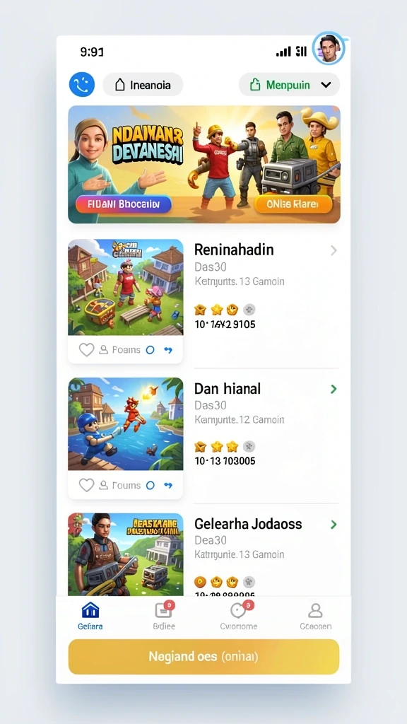 Ilustrasi level baru yang menantang dengan desain yang unik.