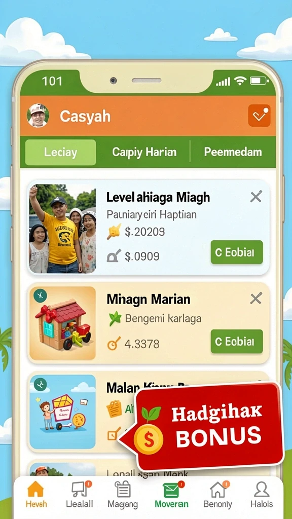 Tampilan awal yang eye-catching dengan menu navigasi jelas.