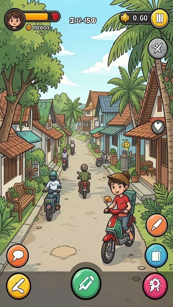 Tangkapan layar menunjukkan karakter utama dalam aksi.